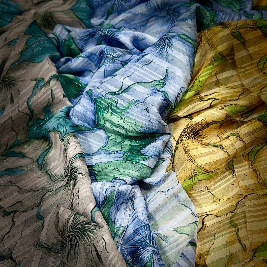 Chiffon stripe Metallic print -148CM- (83GSM)