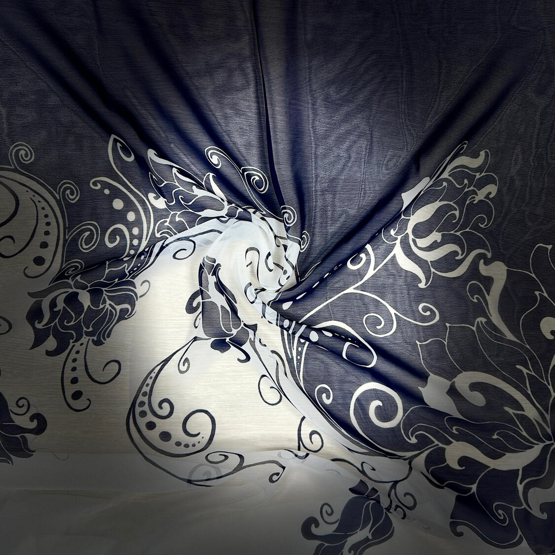 50 D CHiffon print half plain -148CM- (44GSM)